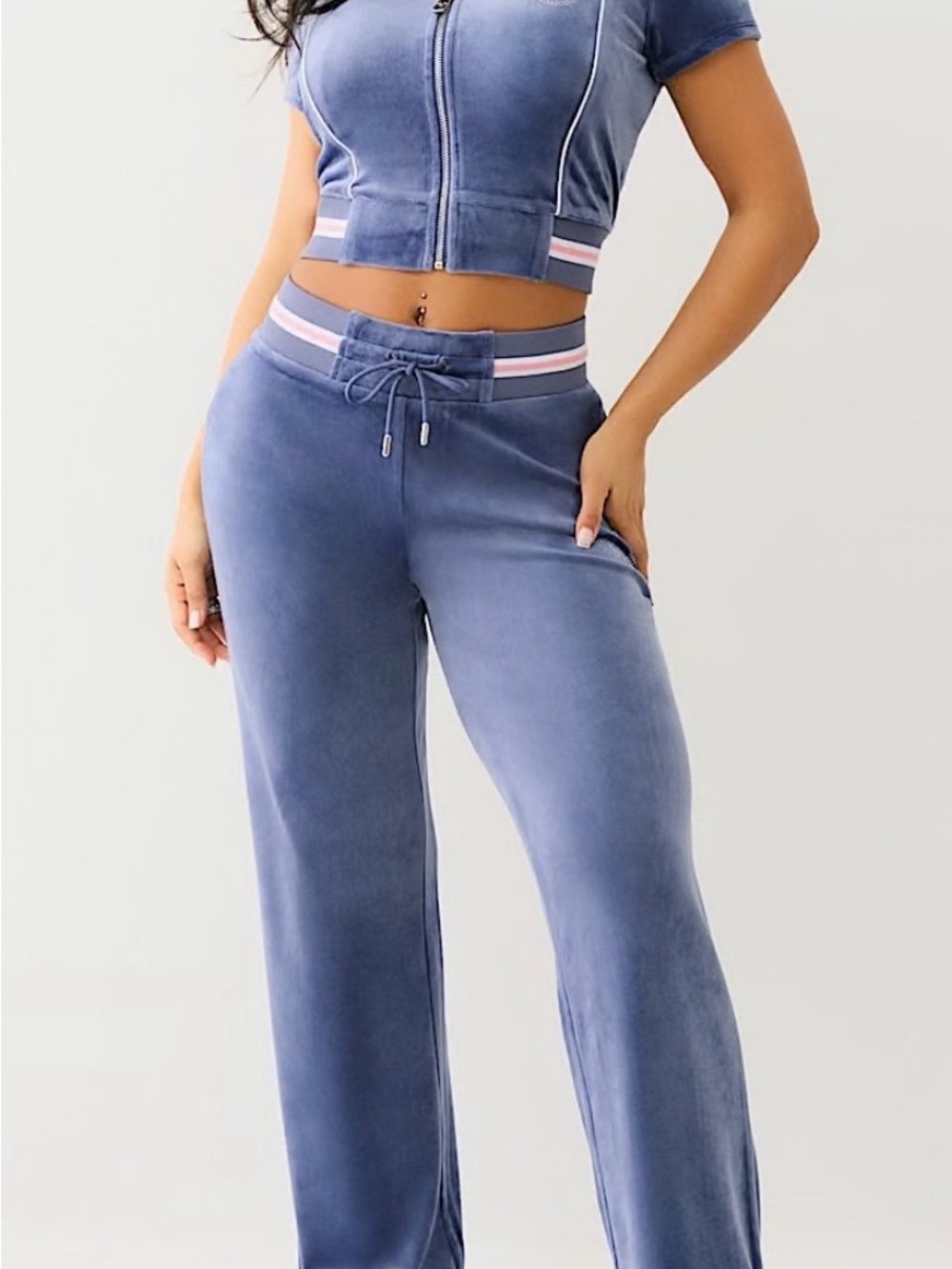 True Religion Light Blue Zip Jacket and Pant Set - like new